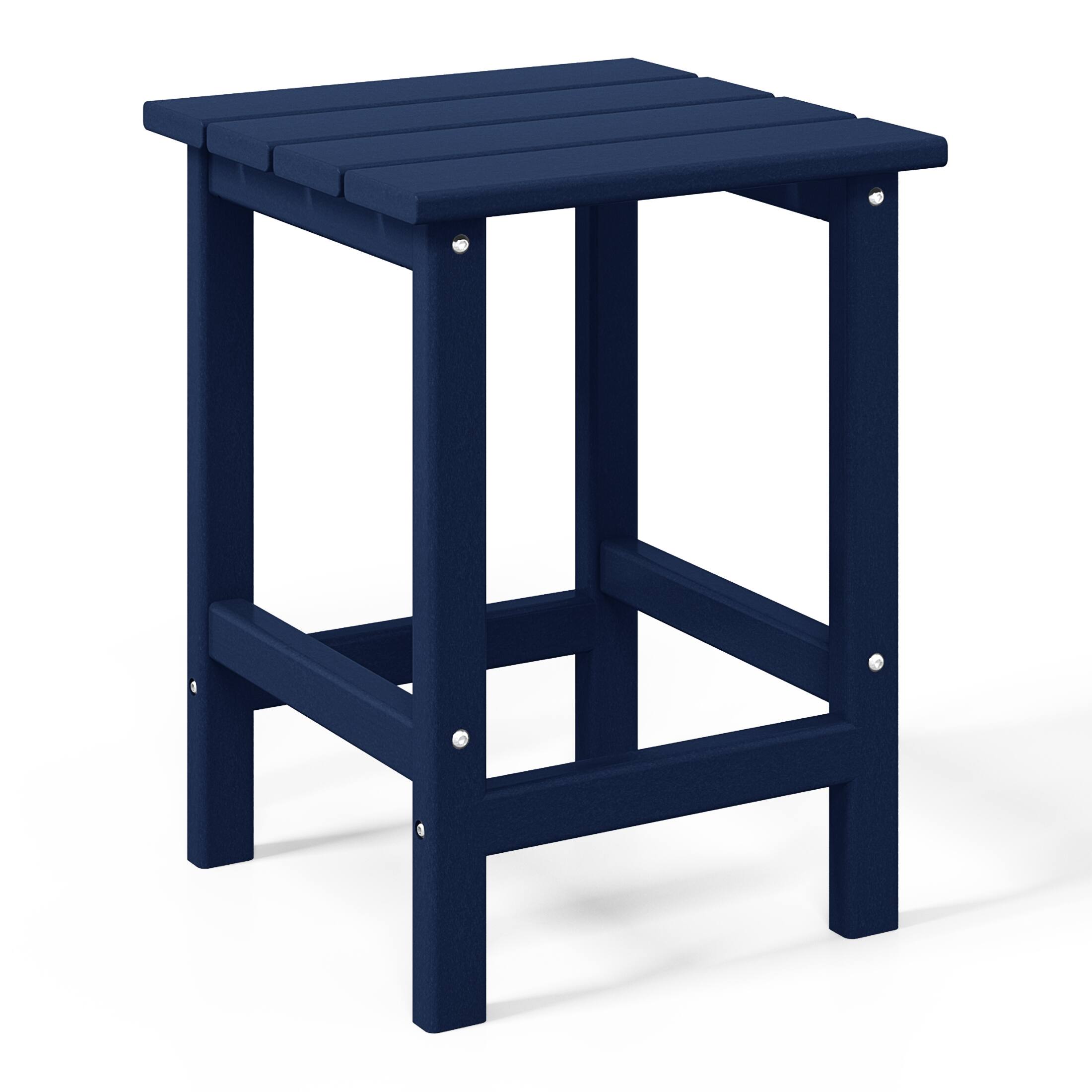Left. WestinTrends - WestinTrends Malibu 14" square outdoor Side table for Adirondack chair - Navy Blue.