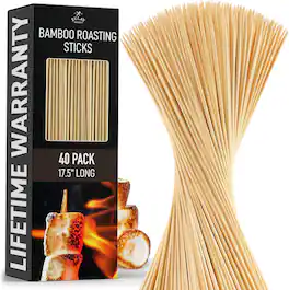 Zulay Kitchen - Authentic Bamboo Marshmallow Smores Sticks - 40 Extra Long 17.5 Inch Roasting Skewers