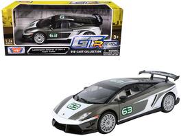 Motormax - Lamborghini Gallardo LP 560-4 Super Trofeo #63 "GT Racing" Series 1/24 - Gray Metallic And White
