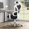 Front. KERDOM - Ergonomic Mesh Office Chair with Lumbar Support, Rubber Wheels for Wooden Floor, Recline Computer Chair with Headrest - White.