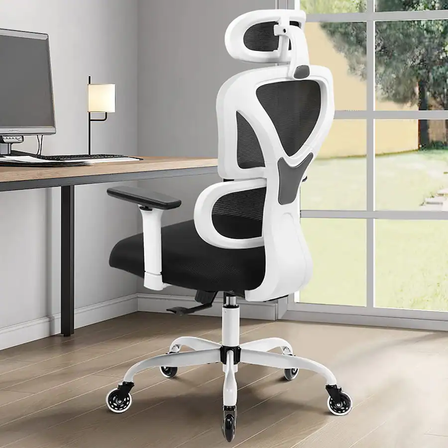 KERDOM Ergonomic Mesh Office Chair with Lumbar Support, Rubber Wheels ...