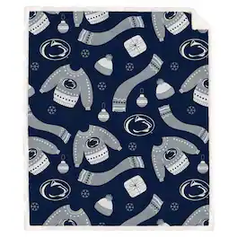 Pegasus - Penn State Nittany Lions 60" x 70"-Ugly Sweater Flannel Fleece Sherpa Blanket - Multicolor