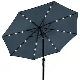 Best Choice Products - 10ft Solar LED Lighted Patio Umbrella w/ Tilt Adjustment, UV-Resistant Fabric - Slate Blue