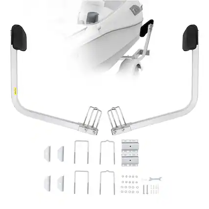 Front. VEVOR - Boat Trailer Guide, 2PCS Adjustable Short Bunk Guide-Ons, Hardened Steel Trailer Guide Poles with Soft Cushion - Silver.