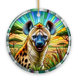OrnamentallyYou - Savannah Scavenger Hyena Stained Glass Style Ceramic Ornament Safari Animals Christmas Gift - Multi-colored