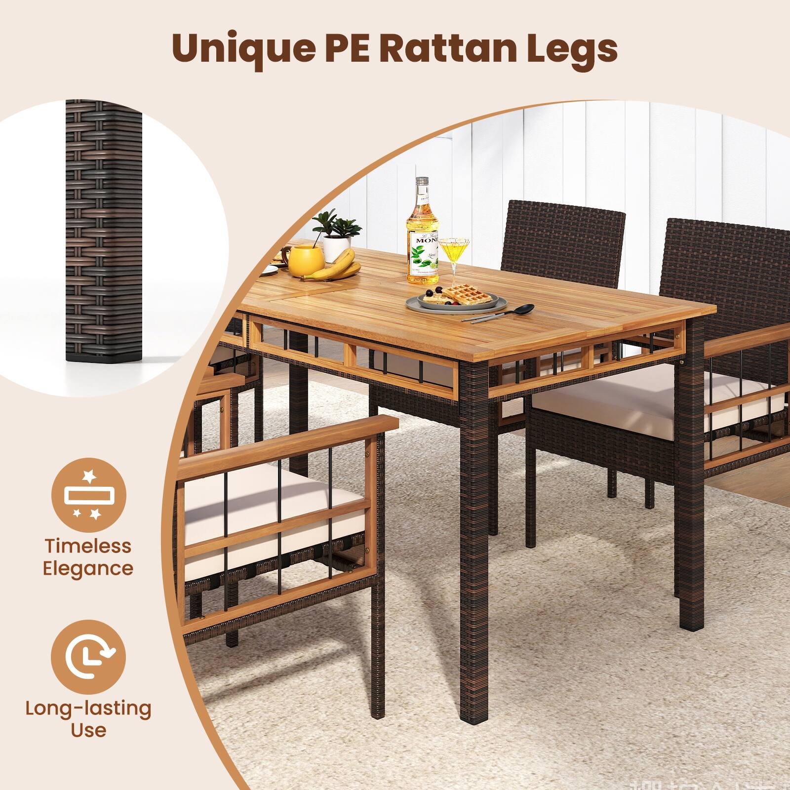 Unique PE Rattan Legs

Timeless Elegance

Long-lasting Use