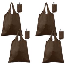 Unique Bargains - 4pcs Foldable Travel Bag Lightweight Polyester Reusable Grocery Tote Pouch for Women and Men Travel Beach Storage - Brown