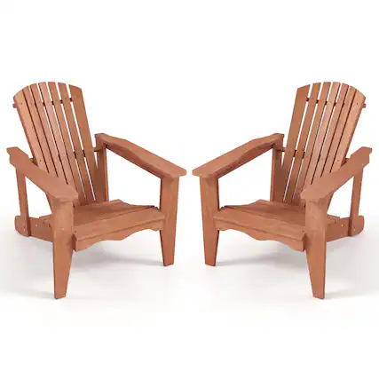 Front. Gymax - Gymax 2PCS Solid Wood Garden Chair w/ High Backrest Wide Armrests & Contoured Seat - Natural.