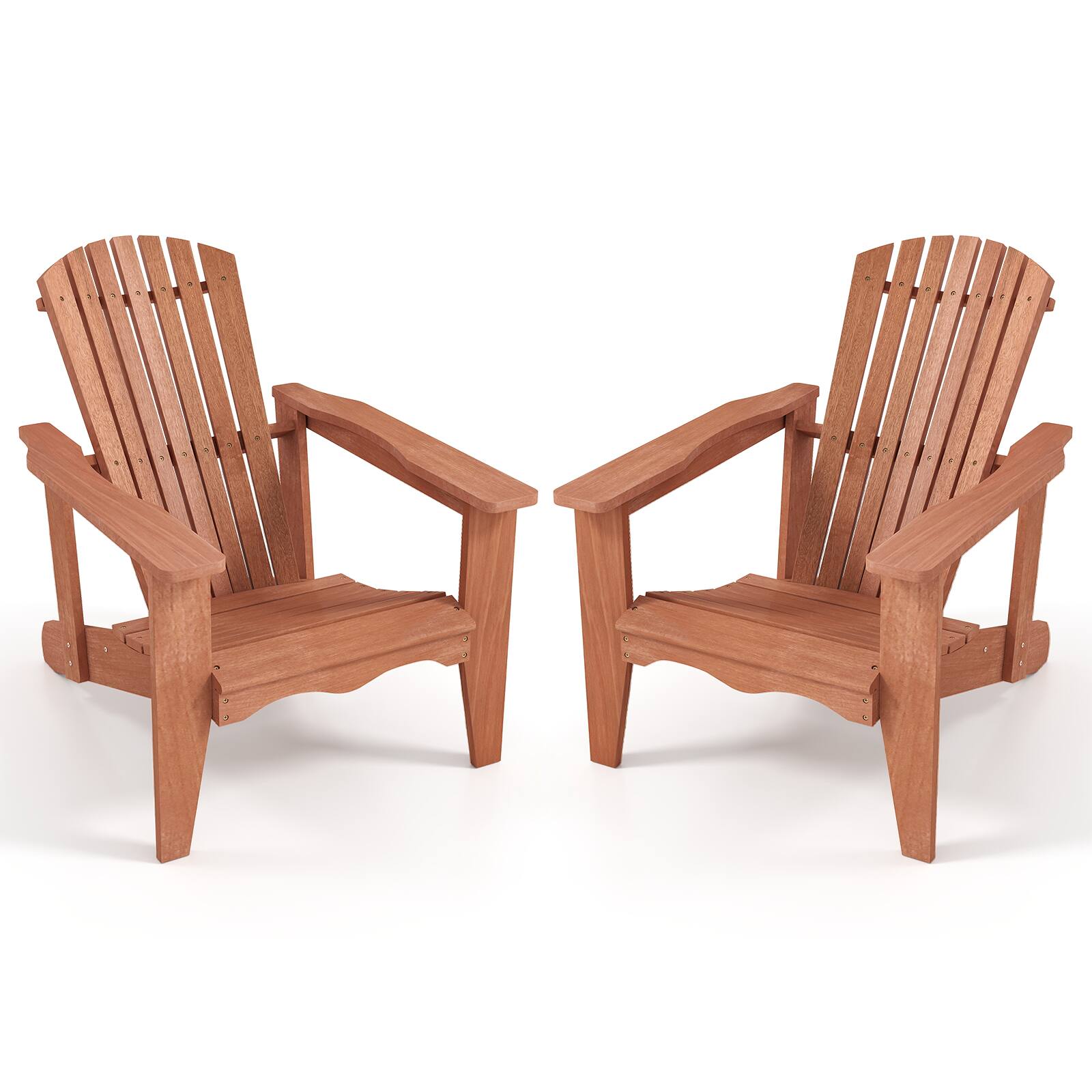 Front. Gymax - Gymax 2PCS Solid Wood Garden Chair w/ High Backrest Wide Armrests & Contoured Seat - Natural.