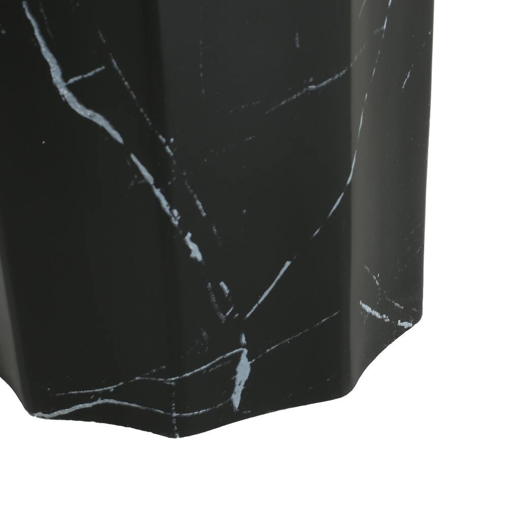 Alt View 3. Loheer - Loheer Outdoor Lightweight Concrete Black Marble Effect Side Table, MgO End Table for Patio Living Room - Black.