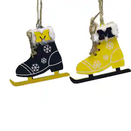 The Memory Company - Michigan Wolverines Two-Pack Ice Skate Ornament Set - Multicolor