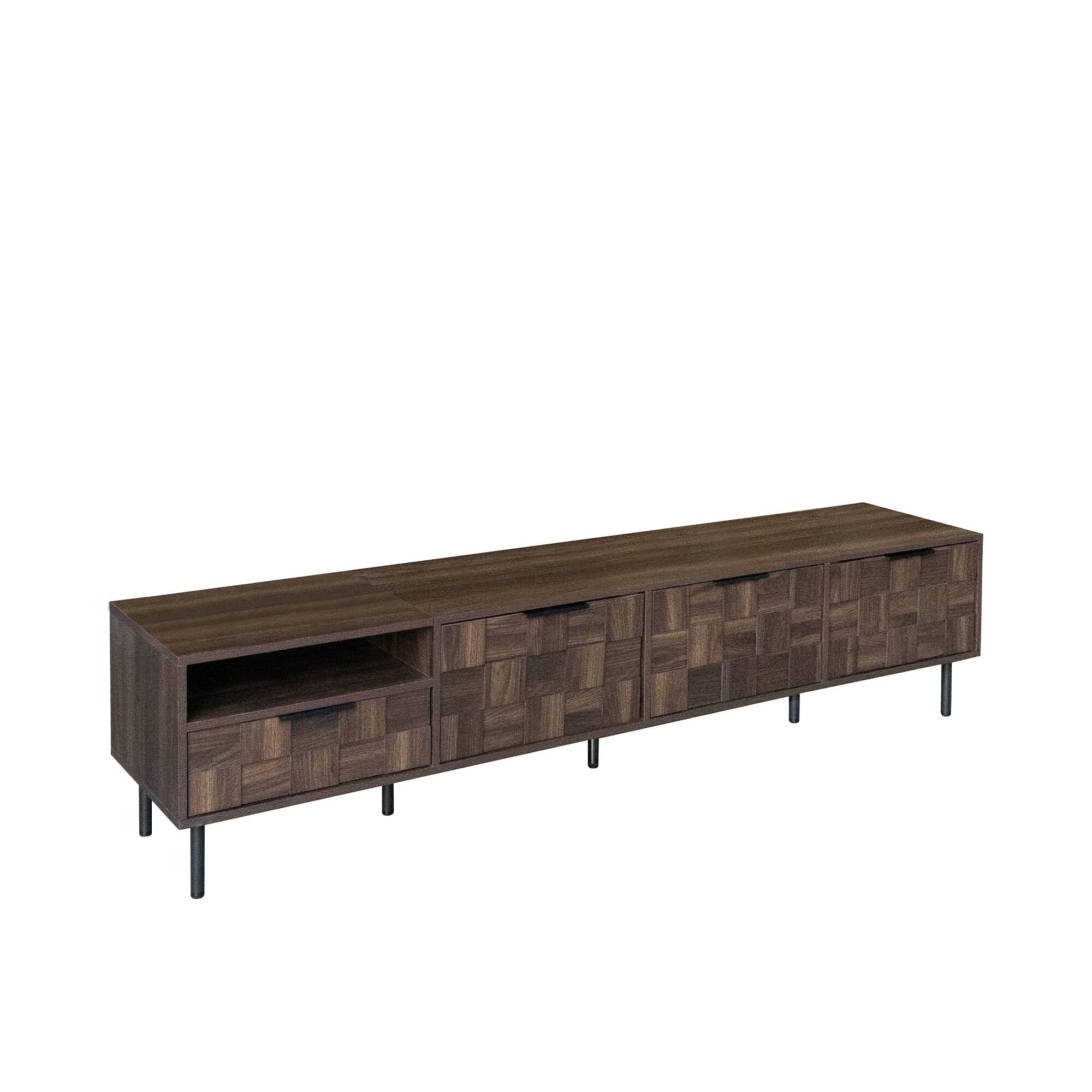 Alt View 5. MERAVOM - Mid-Century Modern TV Stand for TVs Up to 85", 78 Inch Entertainment Center with Storage Cabinets, Drawer & Open Shelve - Walnut.
