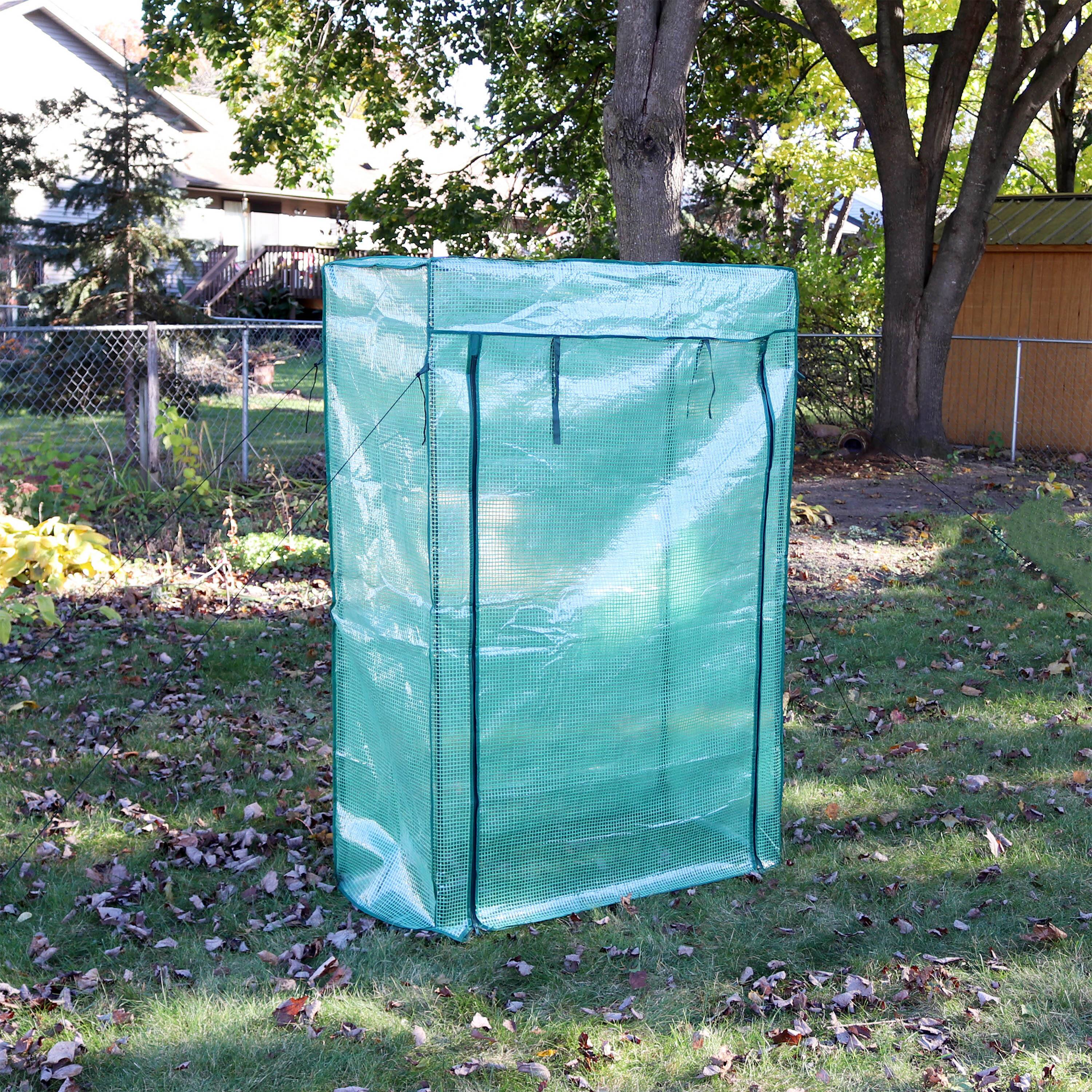 Alt View 5. Sunnydaze - Large Iron Polyethylene Cover Portable Plant Greenhouse - Green.