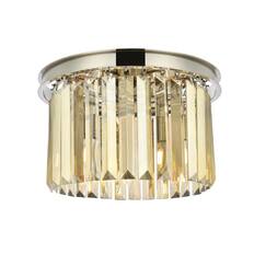Front. Urban Classic - Sydney 3 light polished nickel Flush Mount Golden Teak (Smoky) Royal Cut Crystal - Polished Nickel.