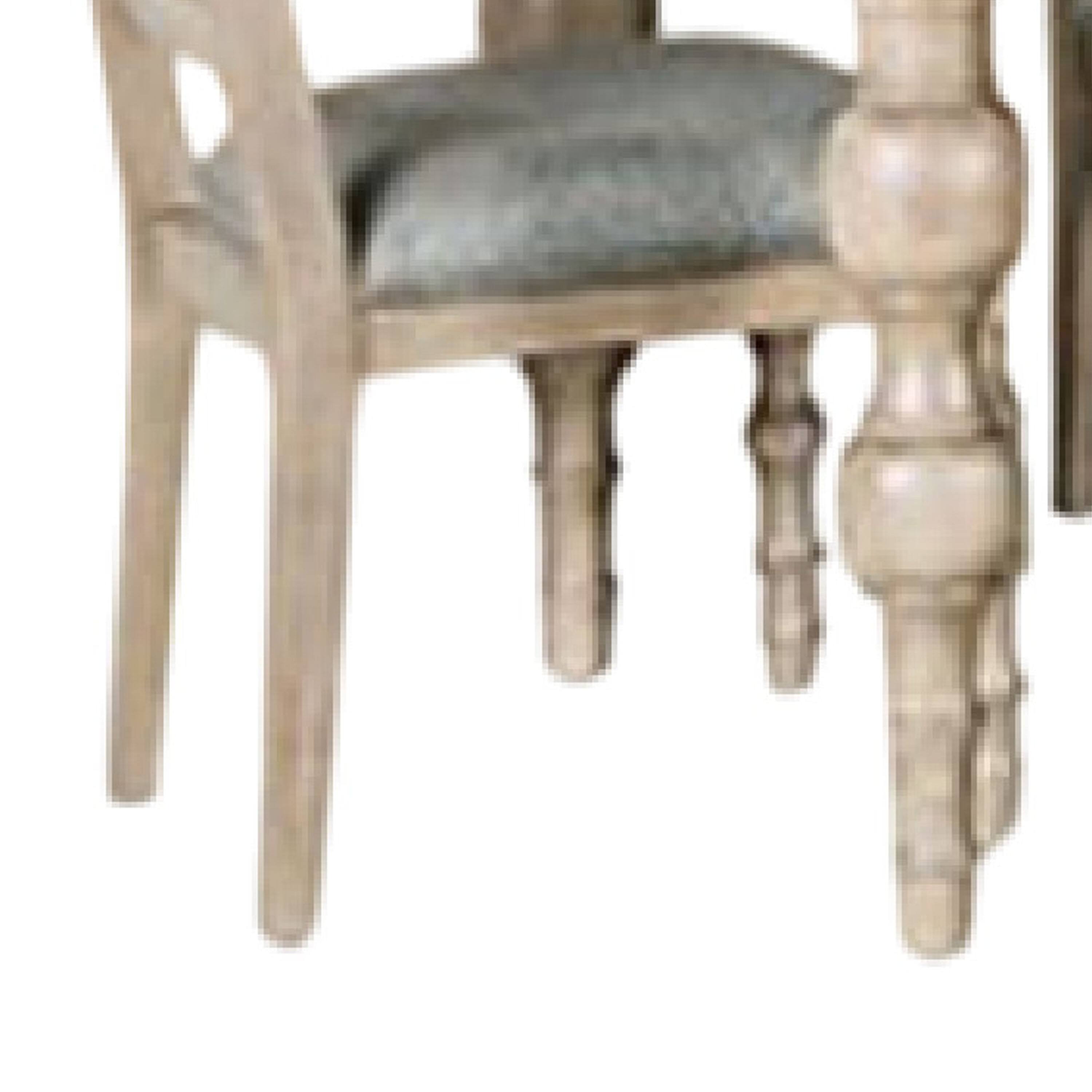 Alt View 3. Manhattan Lane - Cherie 7pc Dining Table Set, Turned Legs, 6 Fabric Chairs, Light Brown - Light White Wash Brown, Gray.