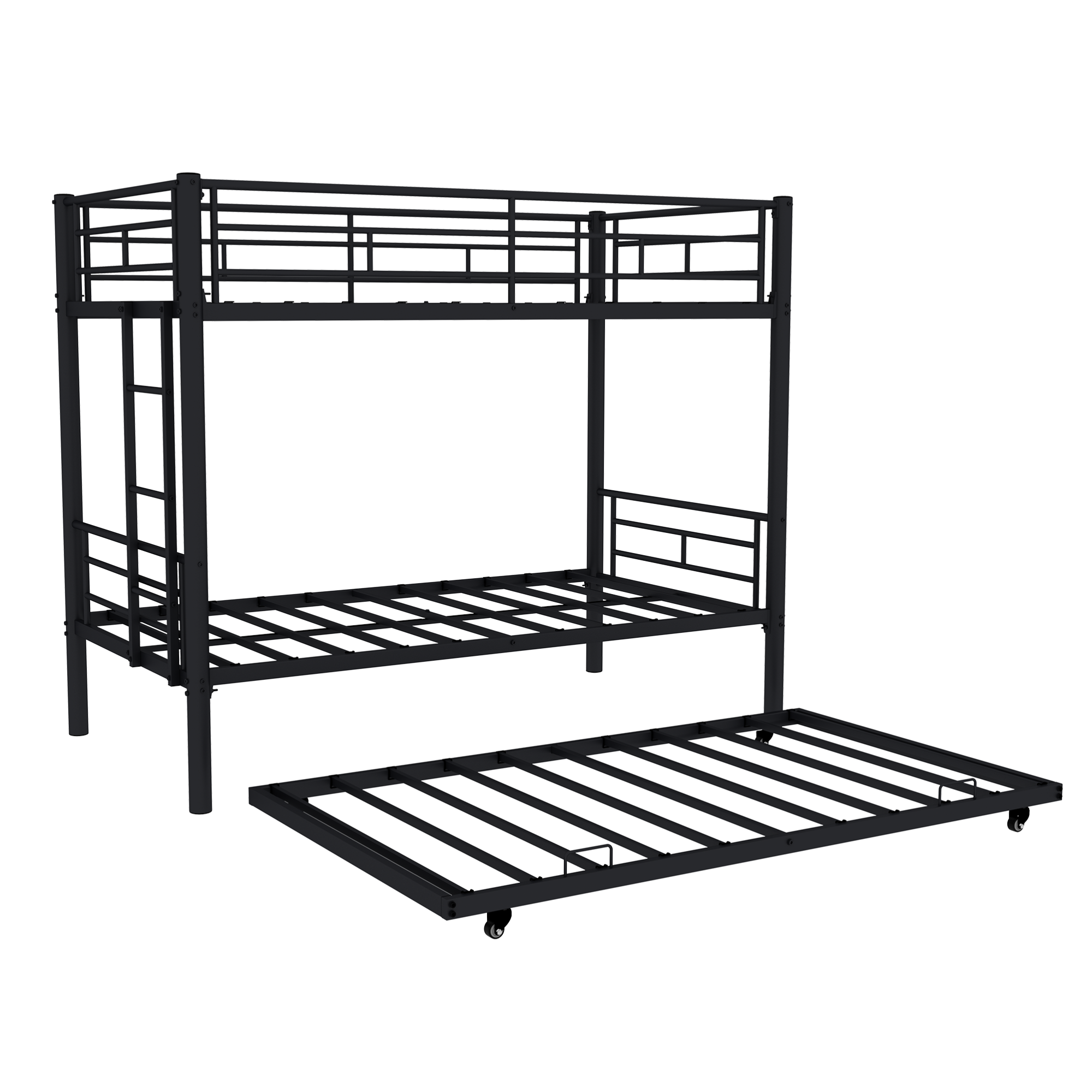 Alt View 1. GOODSILO - Heavy-Duty Twin Over Twin Bunk Bed with Safety Rails and Ladder, Sturdy Metal Frame for Kids and Teens - Black.