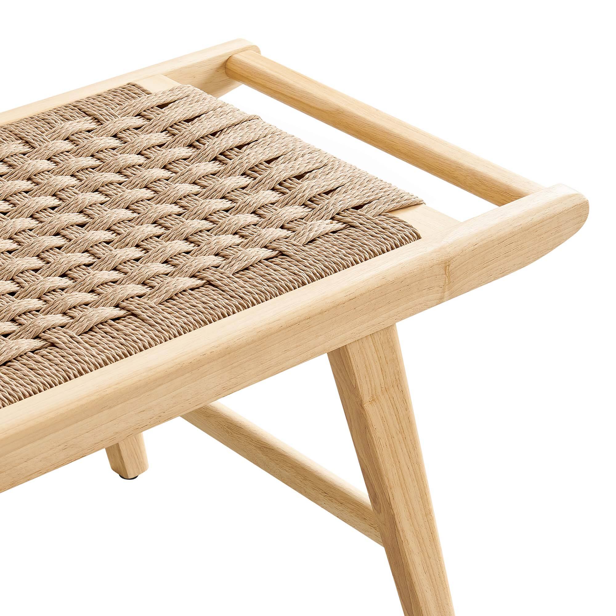 Alt View 4. Modway - Saoirse 47" Wove Rope Wood Bench by Modway - Natural Natural.