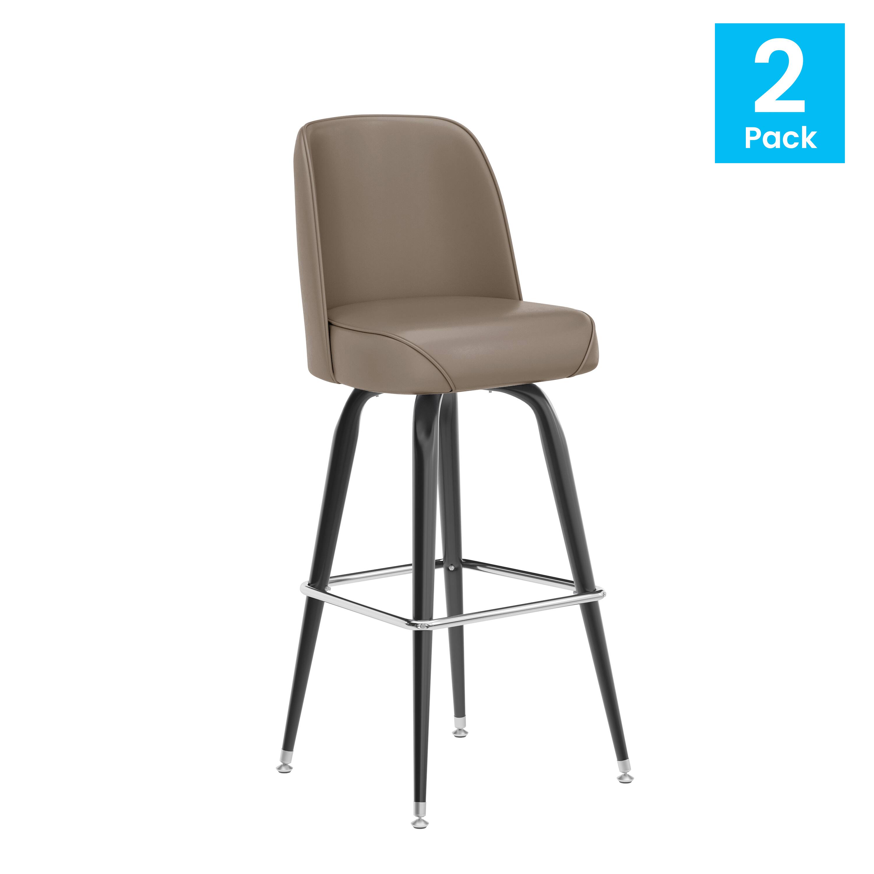 Alt View 1. Emma + Oliver - 2 Pack Metal Barstool with Swivel Bucket Seat - Beige.