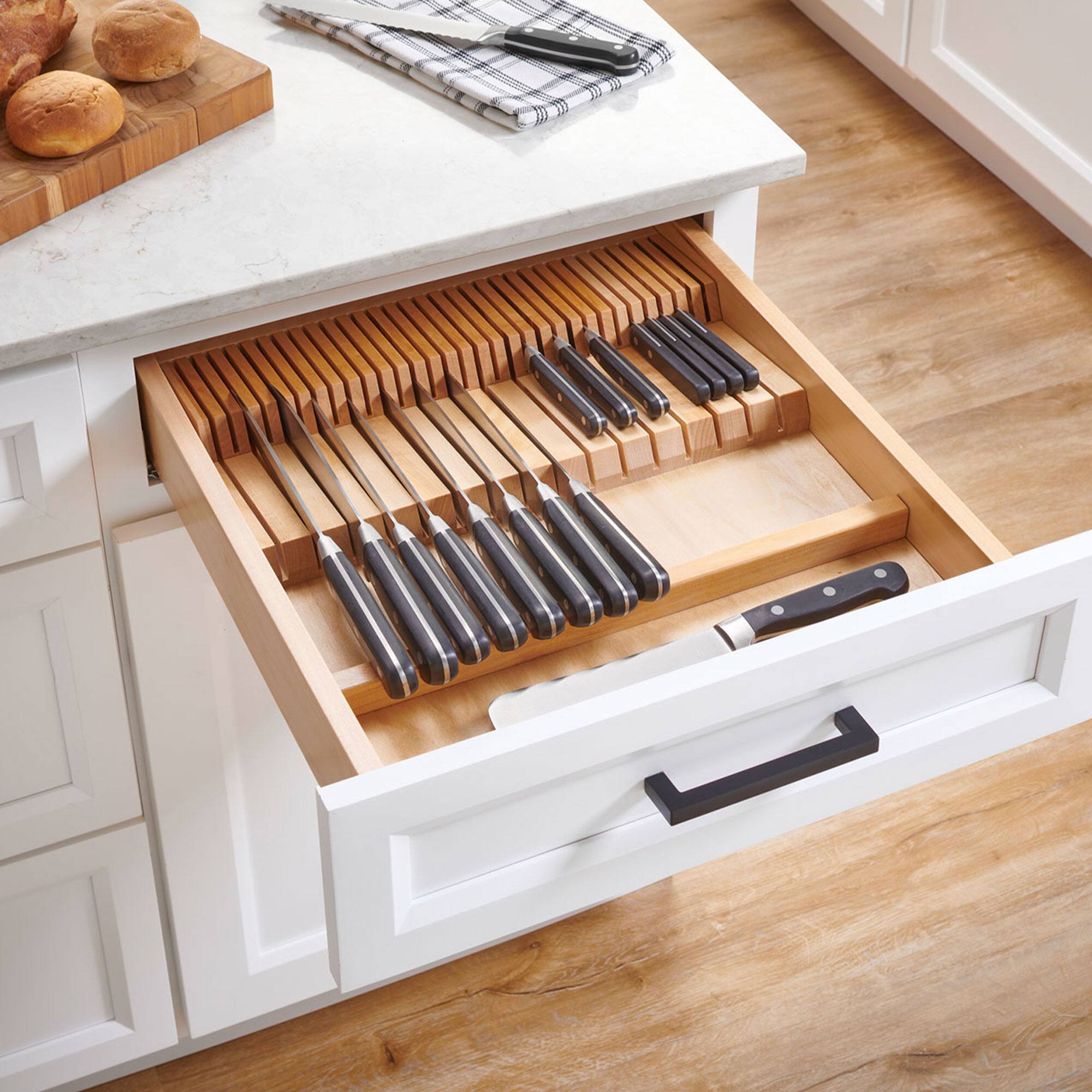 Alt View 1. Rev-A-Shelf - Rev-A-Shelf Dual Row Trimmable Knife Block Drawer Organizer Insert, 4WDKB-1 - Natural.