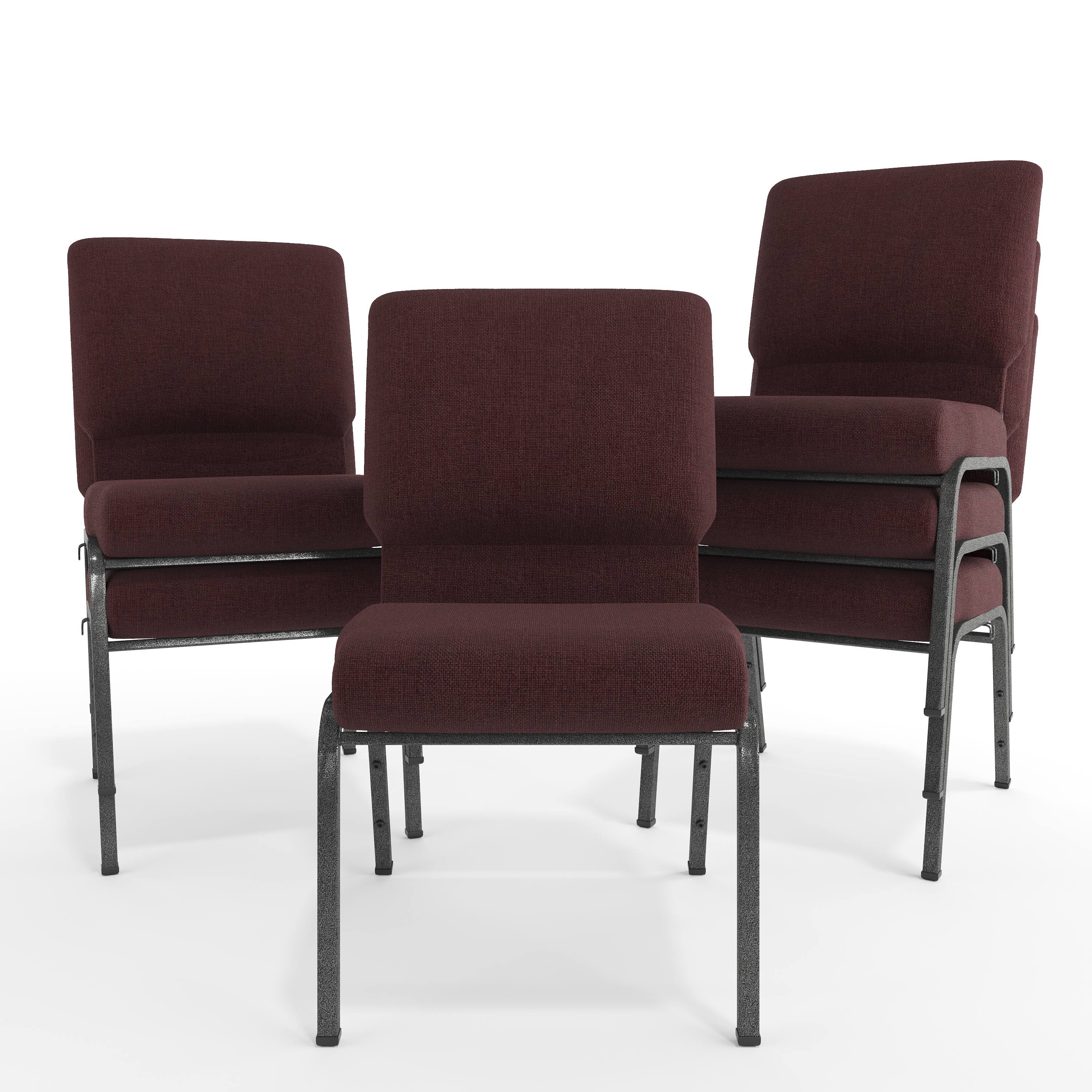 Alt View 10. Emma + Oliver - 20.5 in. Molded Foam Church Chair - Grape/Amethyst Fabric/Silver Vein Frame.