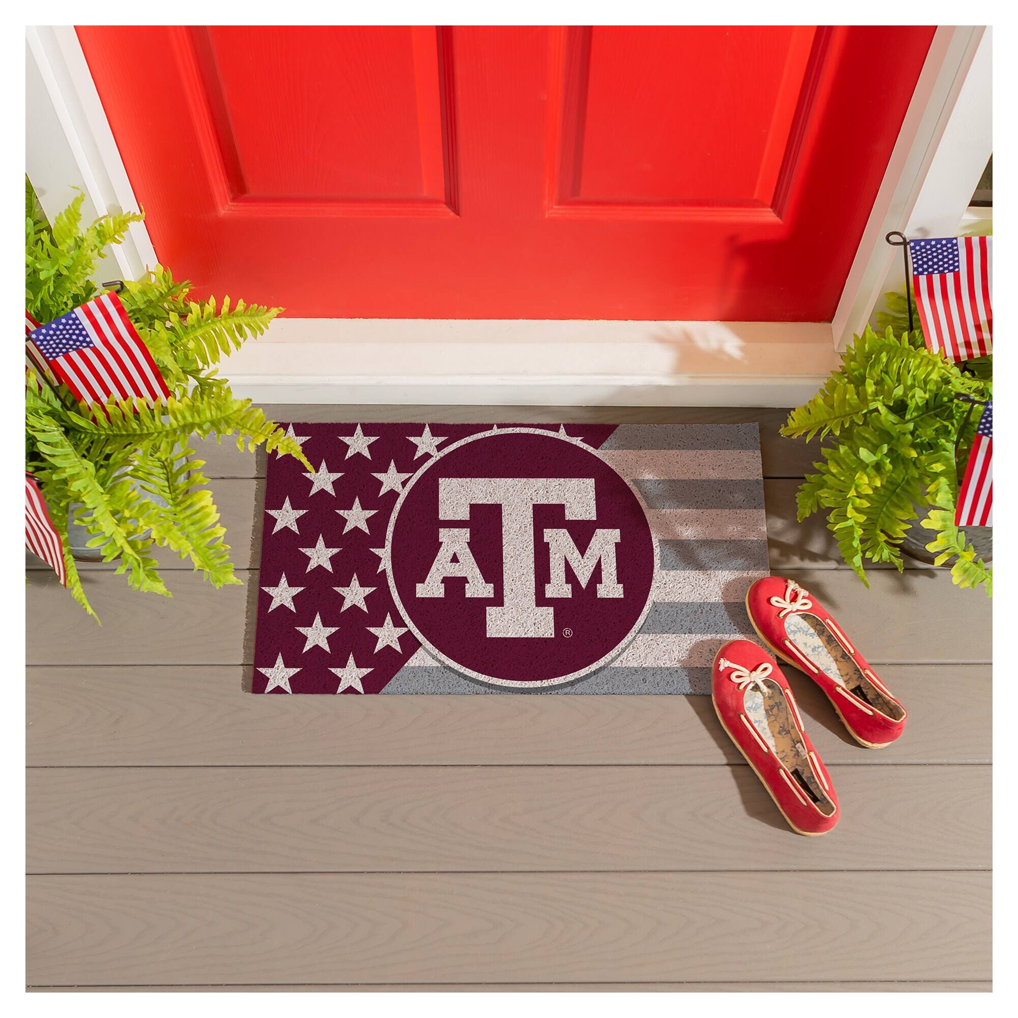 Alt View 3. Evergreen Enterprises - Texas A&M Aggies 16" x 28" Stars & Stripes Patriotic Turf Mat - Multicolor.