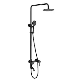 Dazzed Corner - Stainless Steel Matte Shower Set with Rainfall & Handheld - Black