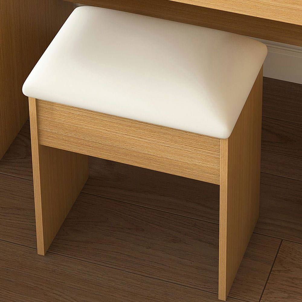 Alt View 10. Kadyn - Vanity Table with LED Mirror and Power Outlet, Compact Dressing Desk - Wood Tone - Brown.