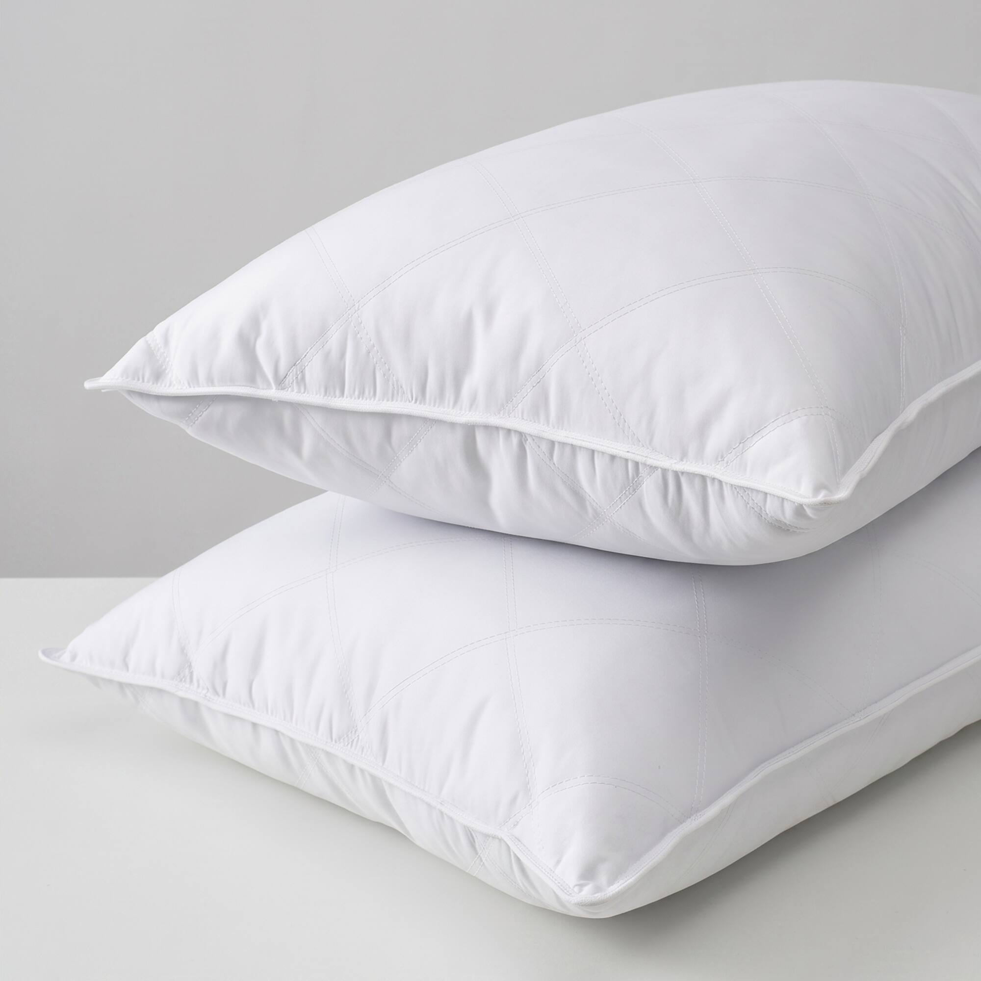 Alt View 1. Peace Nest - Peace Nest Quilted Goose Feather Pillows Set of 2 Medium Firm Bed Pillows, Classic, King - Classic.