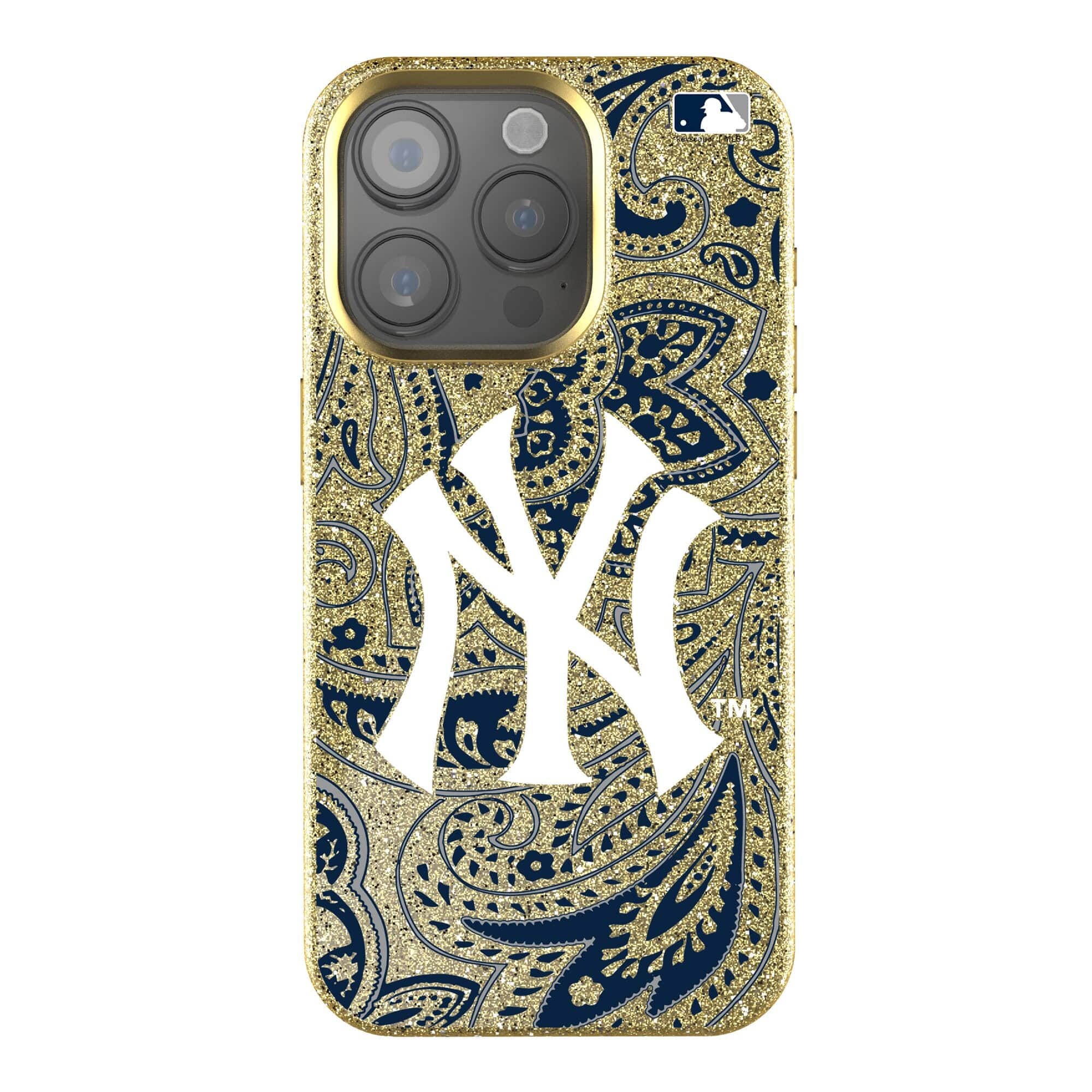 Keyscaper - MLB - New York Yankees Paisley Bling iPhone Case - 16 Plus - Gold