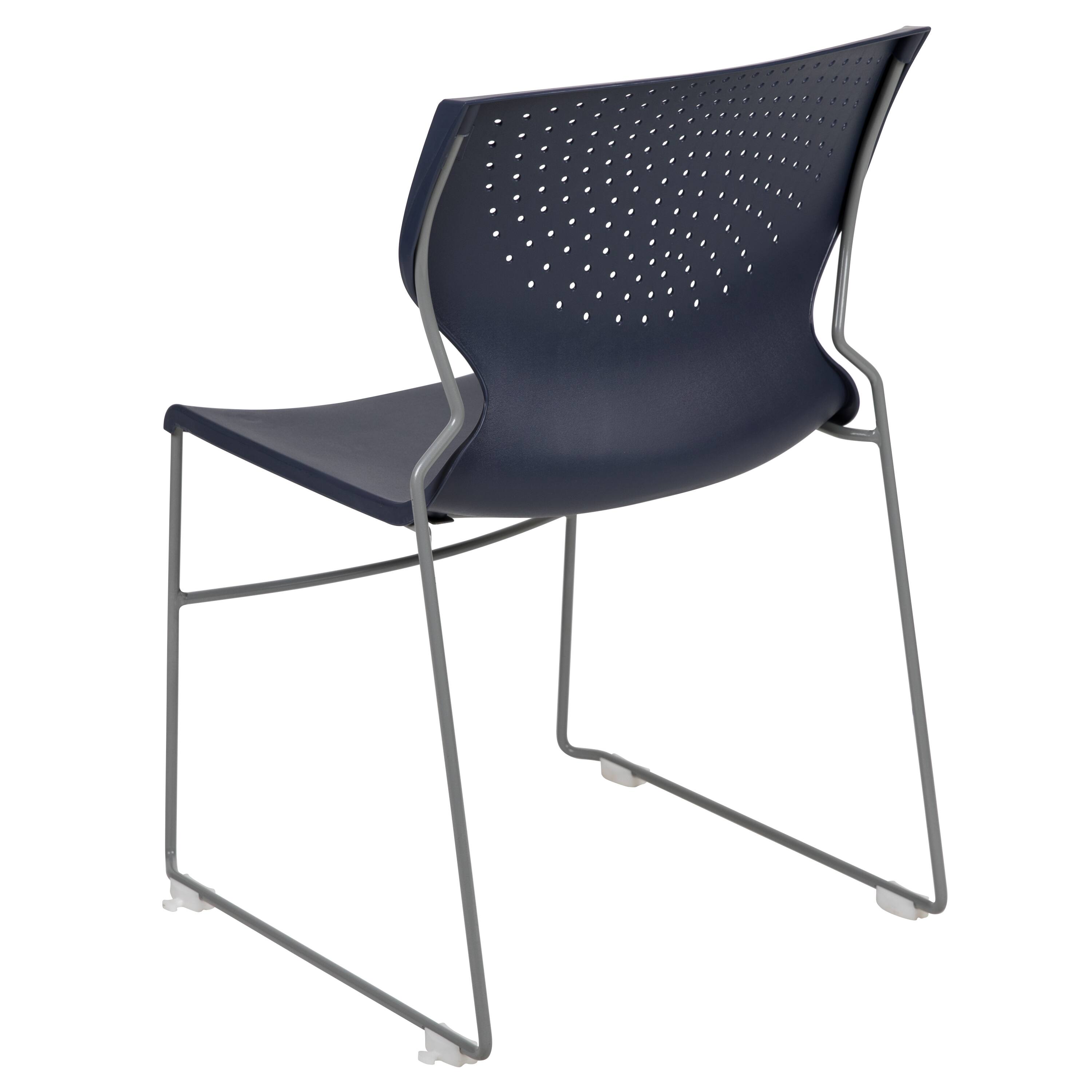 Alt View 5. Emma + Oliver - Home and Office Stack Chair with Lumbar Support and Metal Frame - Guest Chair - Navy.