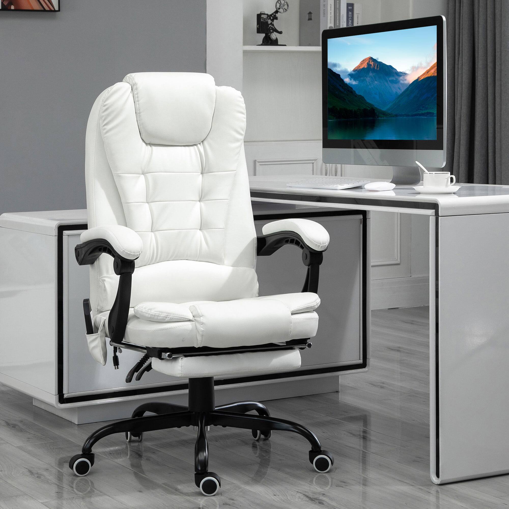 Alt View 1. Vinsetto - 7-Point Vibrating Massage Office Chair, High Back Computer Chair with Lumbar Support, Footrest, Reclining Back - White.