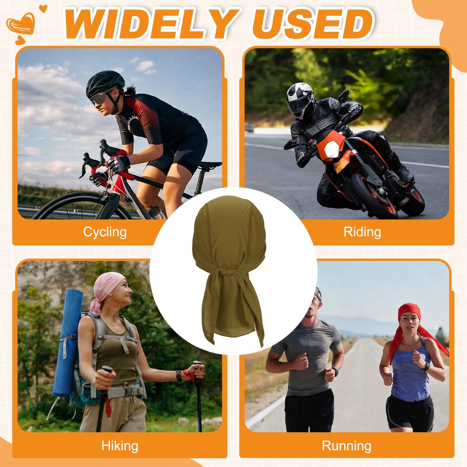 WIDELY USED

Cycling  
Riding  
Hiking  
Running