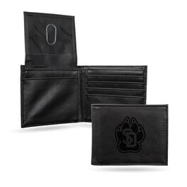 Rico Industries - South Dakota Coyotes Laser Engraved Black Billfold Wallet - Multi
