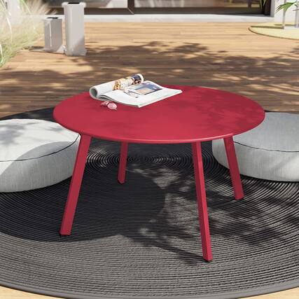 Front. DOMETOUR - Round Coffee Table Patio Side Table - Red.