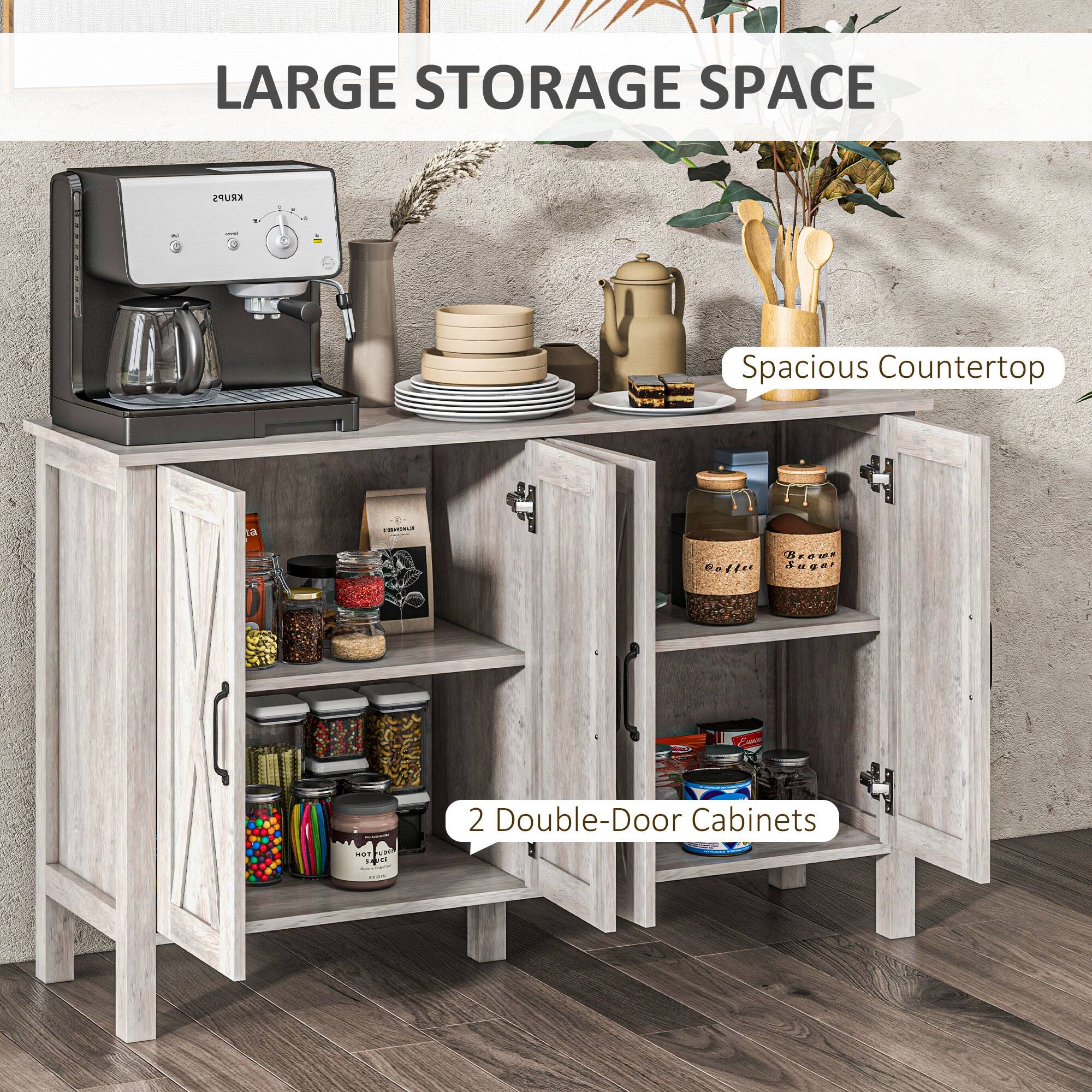 LARGE STORAGE SPACE - Spacious Countertop - 2 Double-Door Cabinets
