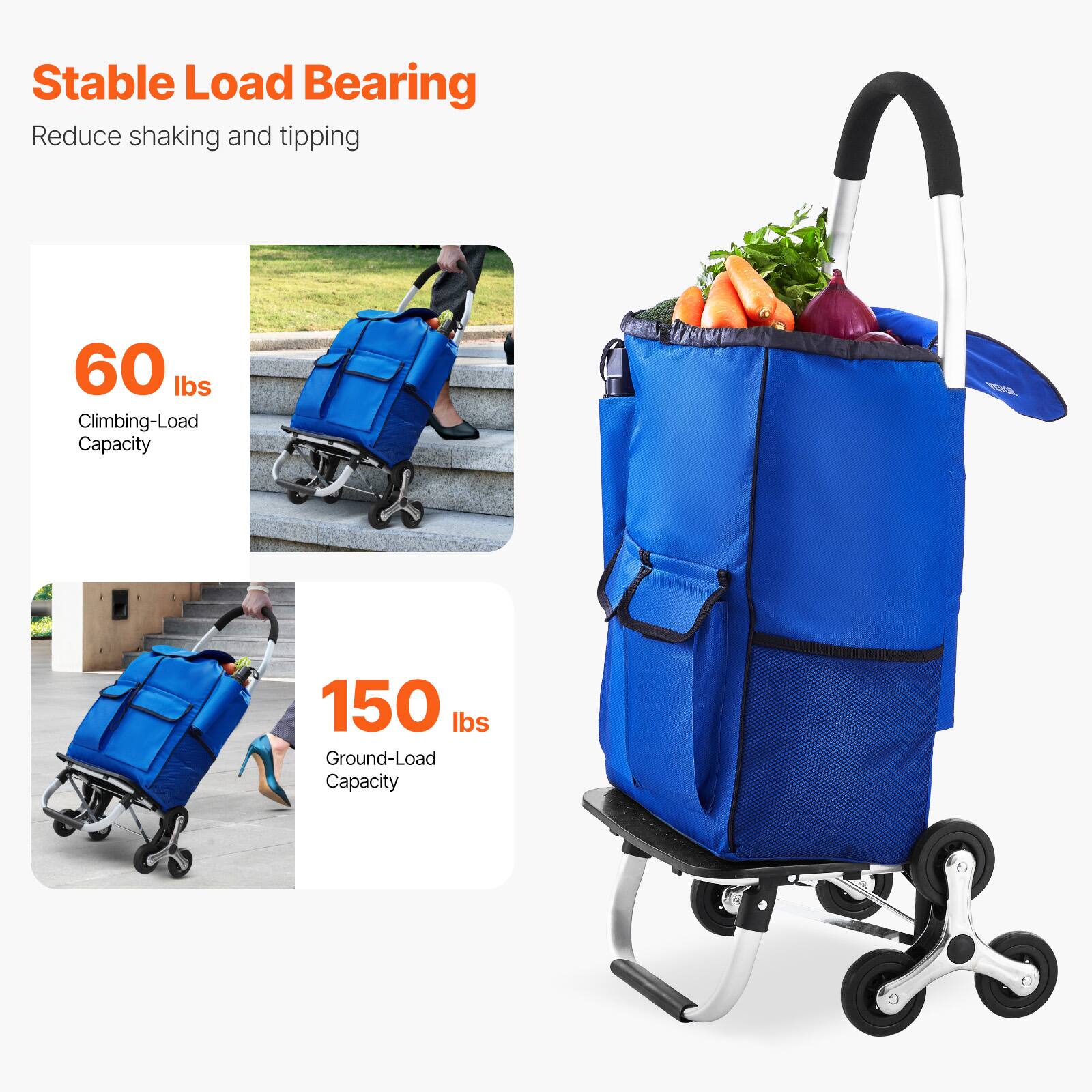 Stable Load Bearing  
Reduce shaking and tipping  

60 lbs  
Climbing-Load Capacity  

150 lbs  
Ground-Load Capacity