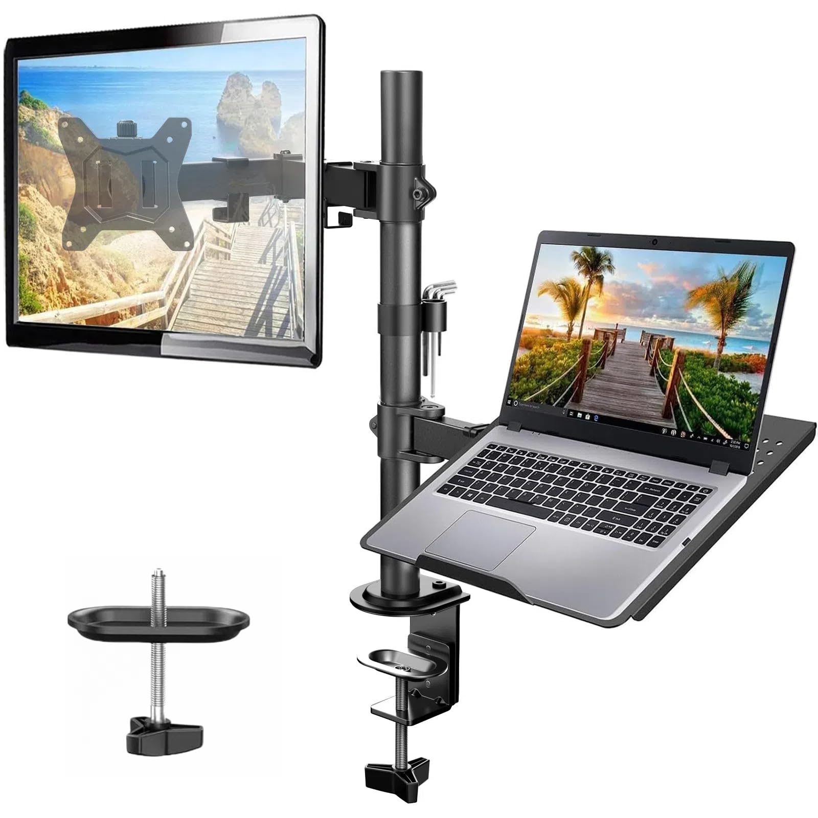 Hirose Alice - Adjustable Monitor Stand Single Arm Desk Mount For 32 Inch Screen And 17 Laptop Heavy Duty Bracket Holds Lapt - Default
