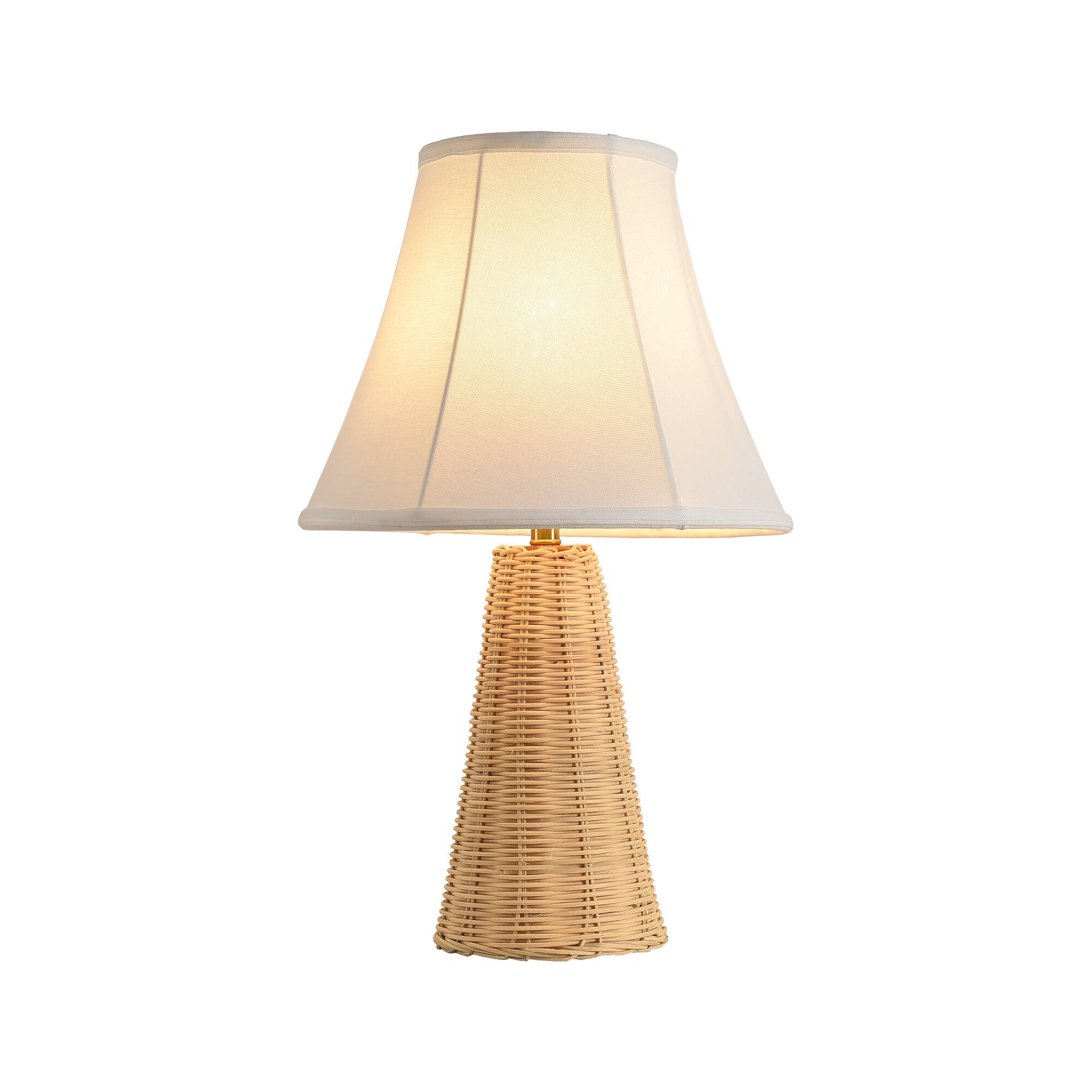Alt View 1. Parrot Uncle - 13 Inch Wicker Table Lamp Set of 2 with Fabric Shade Nightstand Lamp for Bedroom - White.