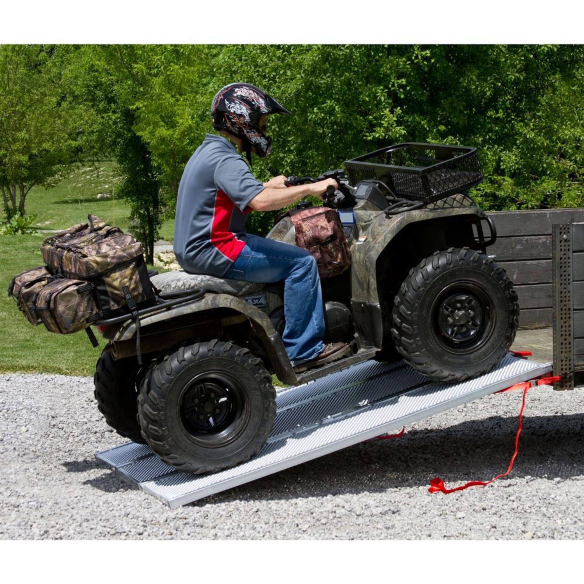 Alt View 5. Black Widow - Black Widow 7’ 10” Punch Plate Aluminum Wide ATV Ramp, 1500 Lbs Capacity, Silver - Silver.