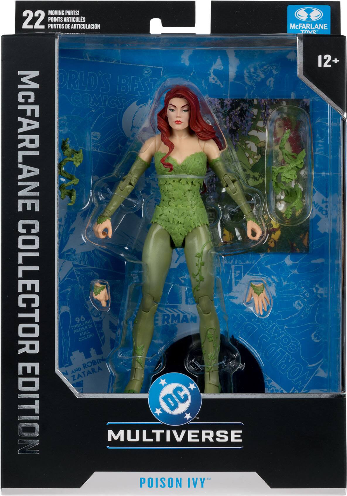 MOVING PARTS!  
22 POINTS ARTICULATIONS  
PUNTOS DE ARTICULACIÓN  

McFARLANE TOYS  
12+  

WORLD'S BEST COMICS  
McFARLANE COLLECTOR  

THRILLING PAGES  
96 COLORI FULL IN  

DC MULTIVERSE  
POISON IVY