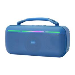 iQ Sound - 15W Halo Glow Portable Bluetooth Speaker, Rechargeable, TWS, Lights, USB/microSD, FM, 20 Hr Play Time - Blue