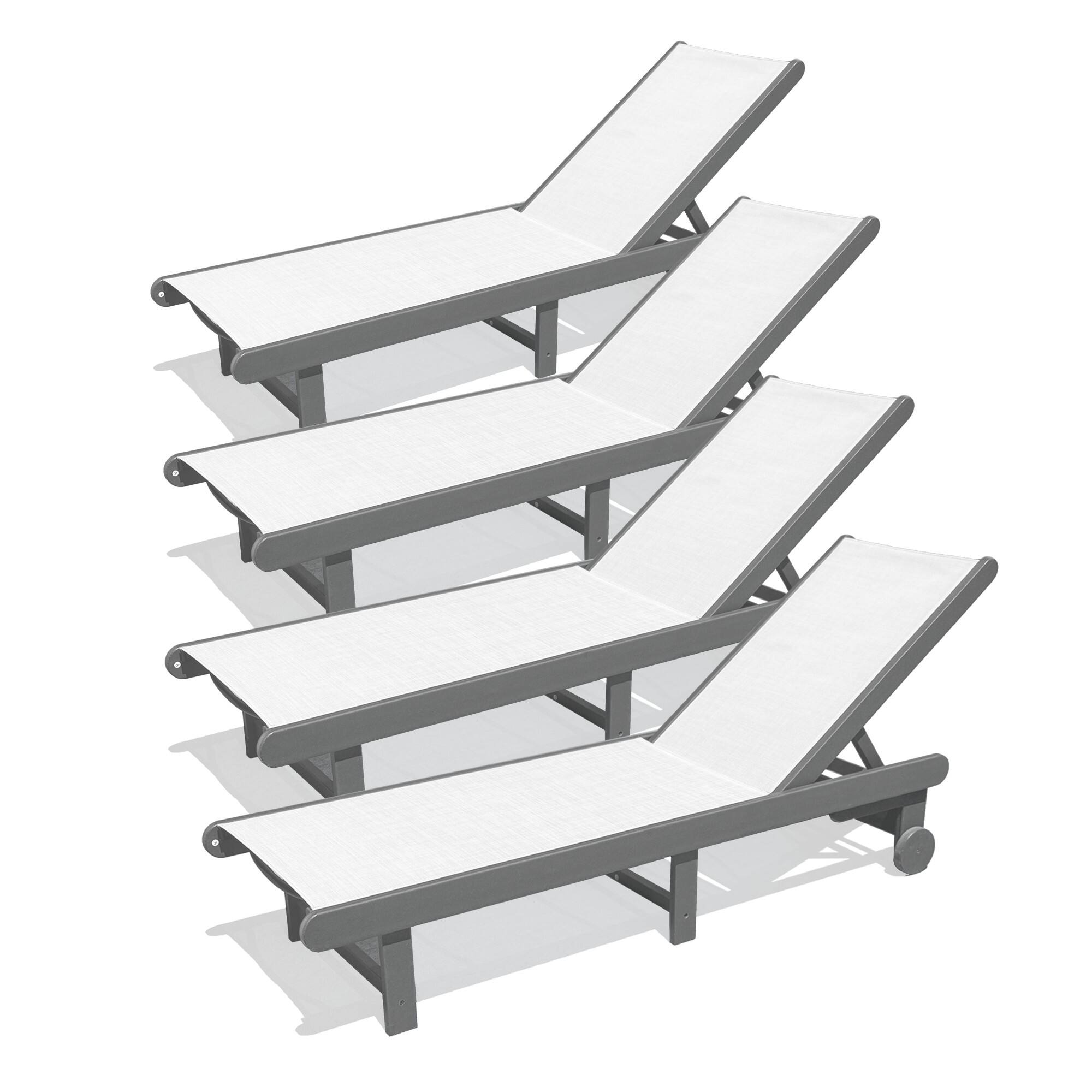 Angle. LuXeo - Venice HDPE Chaise Lounge, Gray (Set of 4) - Gray.