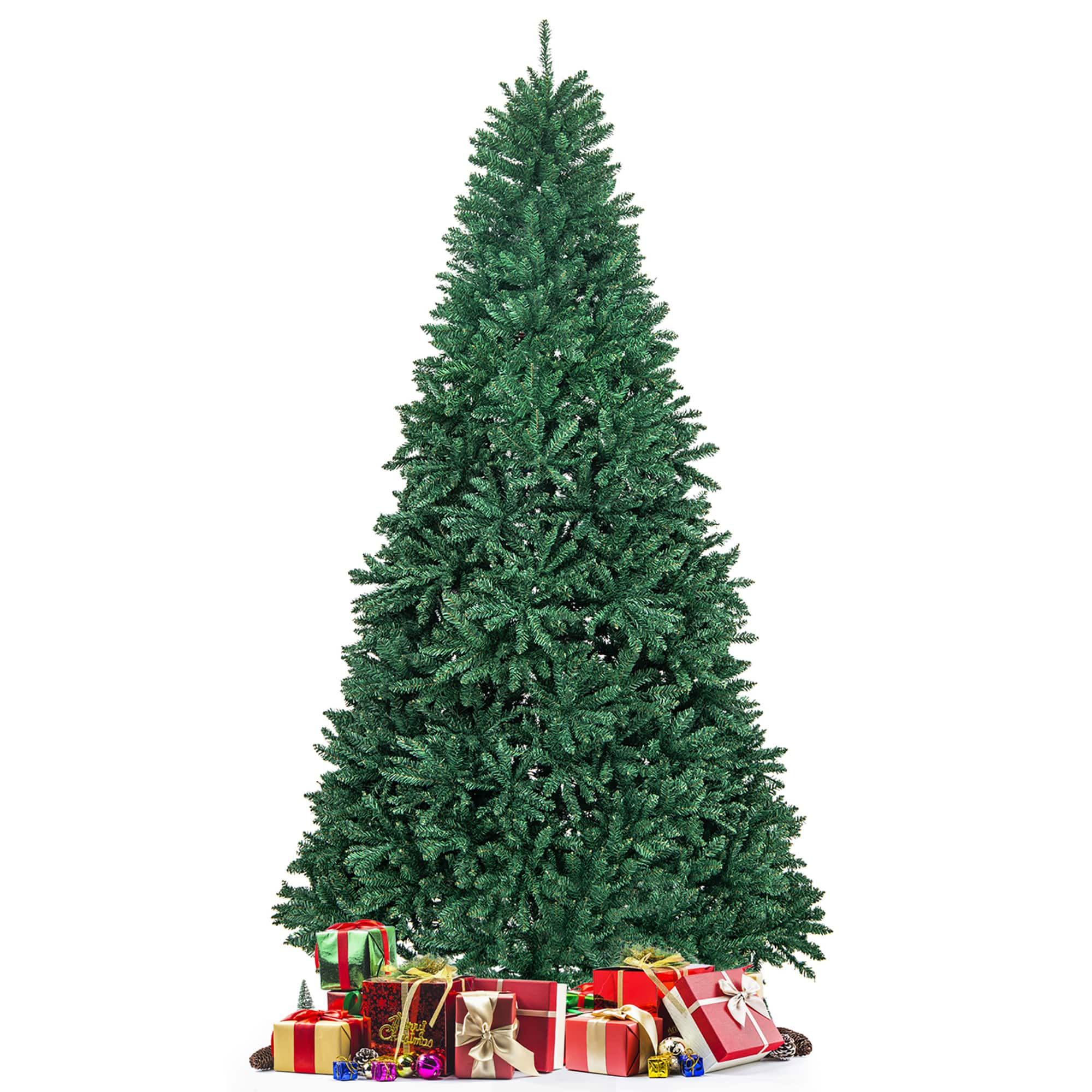 Gymax - 9 FT Artificial Christmas Tree Hinged Christmas Tree w/ 3594 Lush Branch Tips - Green