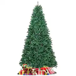Gymax - 9 FT Artificial Christmas Tree Hinged Christmas Tree w/ 3594 Lush Branch Tips - Green