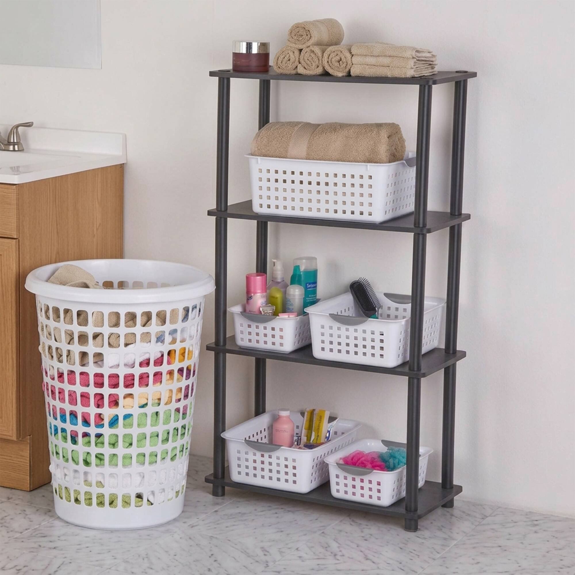 Alt View 1. Sterilite - Sterilite 6 Pack Medium and 12 Pack Small Ultra Plastic Storage Baskets, White.