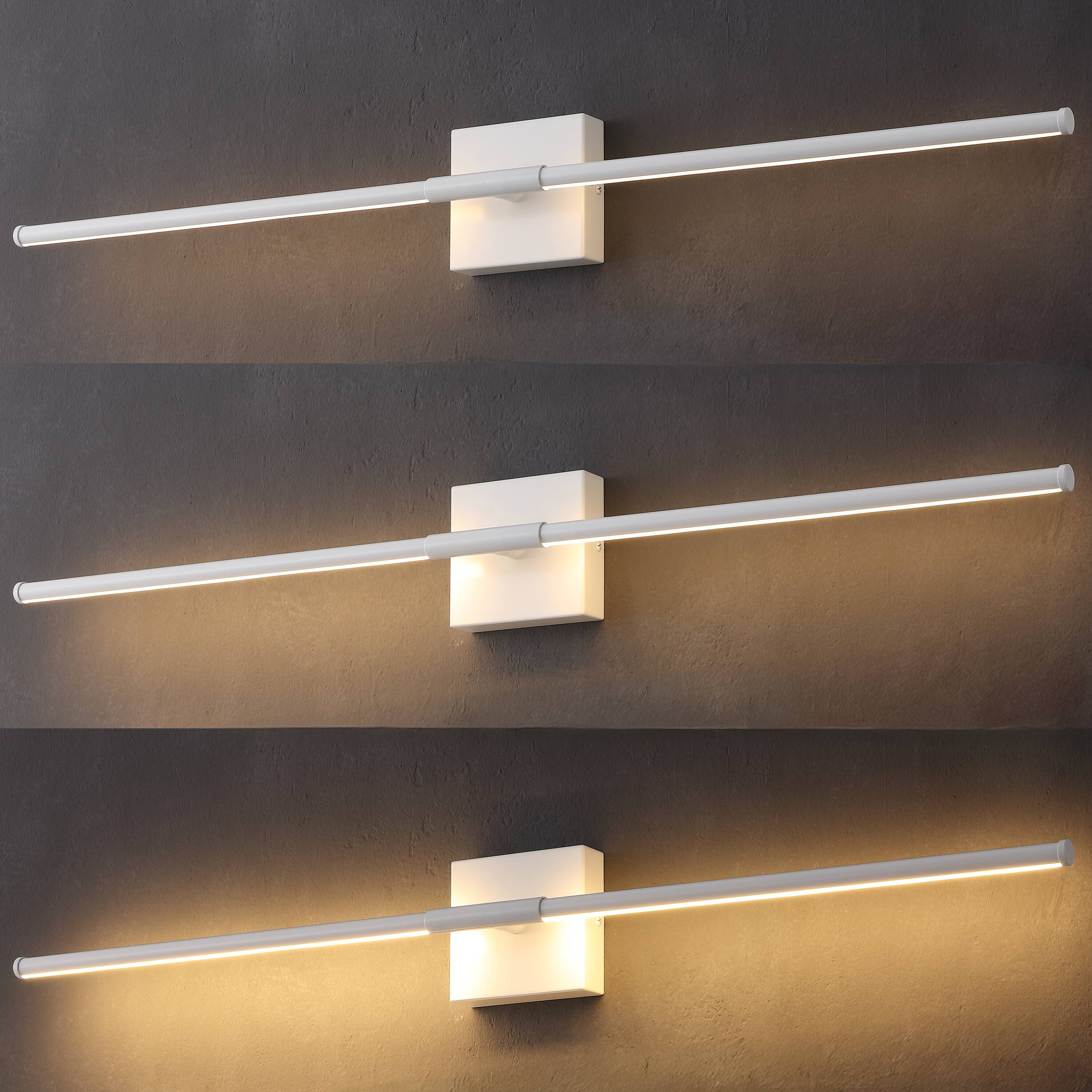 Alt View 8. Jonathan Y - McKenna 32" Modern Minimalist Dimmable Integrated LED Metal Wall Sconce, White - White.