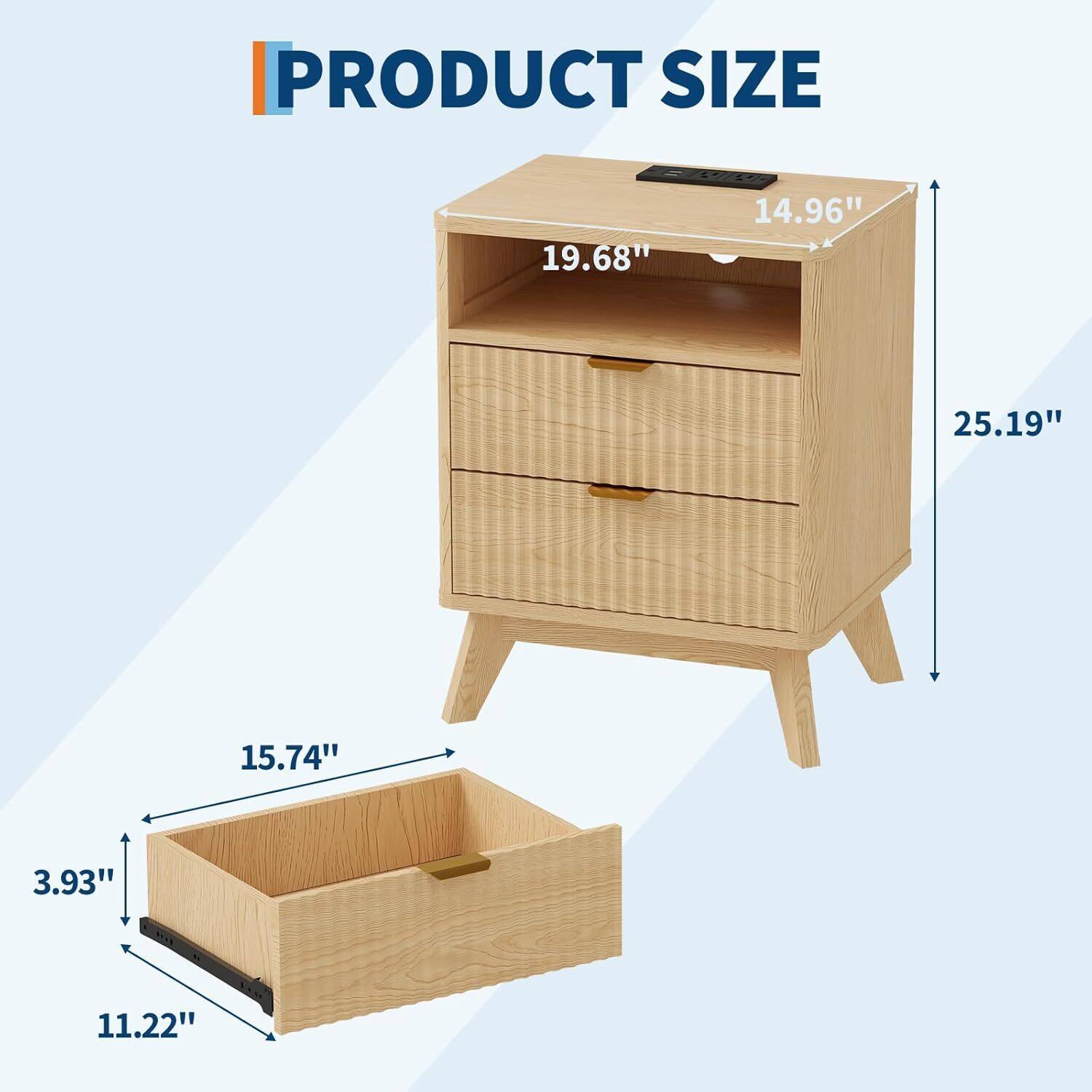 PRODUCT SIZE

- Width: 19.68"
- Depth: 14.96"
- Height: 25.19"
- Drawer Width: 15.74"
- Drawer Depth: 11.22"
- Drawer Height: 3.93"