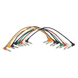On Stage Stands - On-Stage Hot Wires Right Angle 1/4" TRS Patch Cables, 17" (8 Pack) - Black