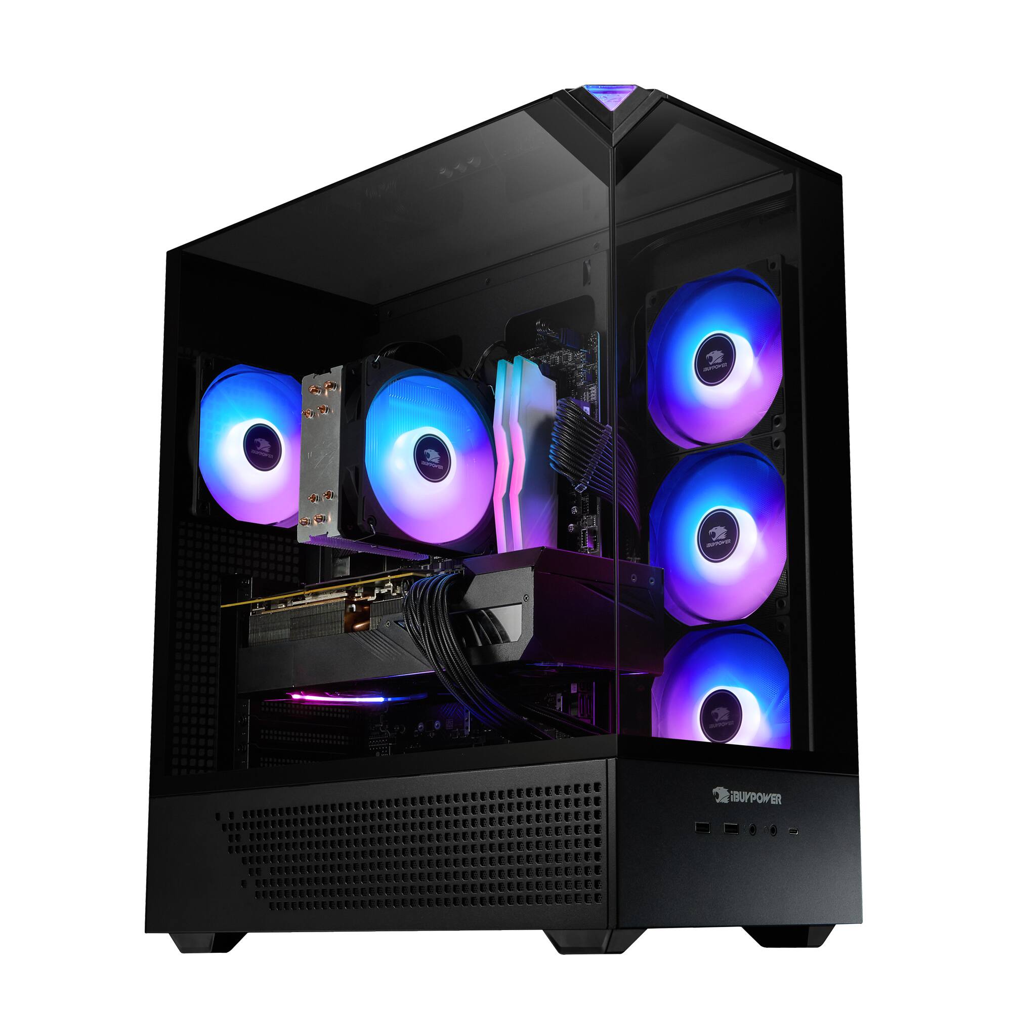 Angle. iBUYPOWER - Element Gaming Desktop PC - Intel Core i7 14700F, NVIDIA GeForce RTX 5060Ti 8GB, 32GB DDR5 RGB RAM, 1TB SSD_EBI7N56T01 - Black.