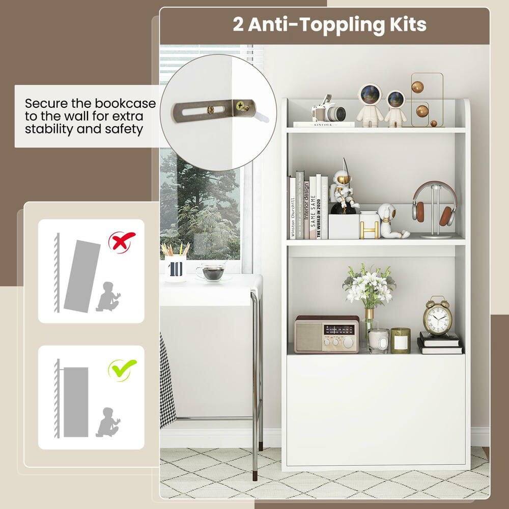 2 Anti-Topping Kits  
Secure the bookcase to the wall for extra stability and safety